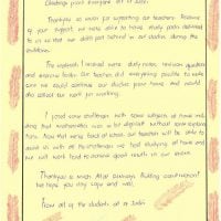 A letter from the students at the School of St Jude’s